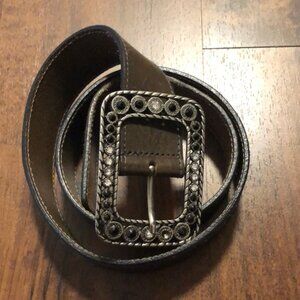 Vintage genuine leather rhinestone belt